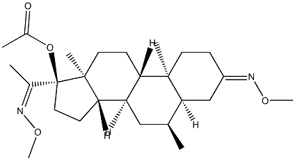 17-(アセチルオキシ)-6α-メチル-3,20-ビス(メトキシイミノ)-5β-プレグナン 化学構造式