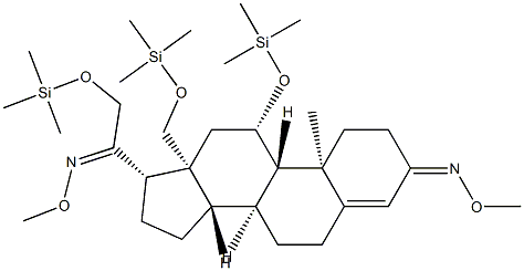 11β,18,21-トリス(トリメチルシロキシ)プレグナ-4-エン-3,20-ジオンビス(O-メチルオキシム) 化学構造式