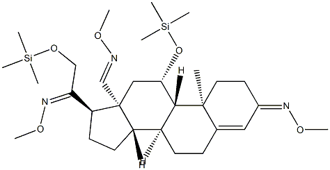 (17α)-3,20-Bis(methoxyimino)-11β,21-bis(trimethylsiloxy)pregn-4-en-18-al O-methyl oxime Structure
