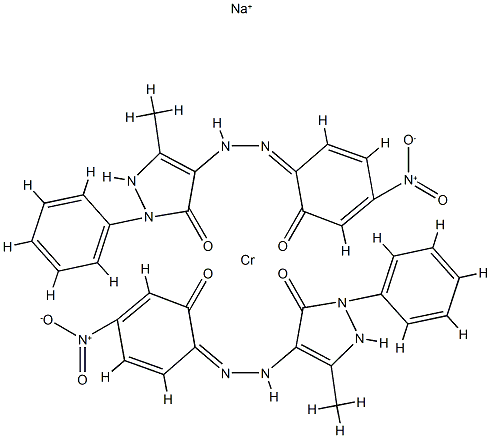 sodium bis[2,4-dihydro-4-[(2-hydroxynitrophenyl)azo]-5-methyl-2-phenyl-3H-pyrazol-3-onato(2-)]chromate(1-) Struktur
