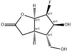 2H-Cyclopenta[b]furan-2-one,6-fluorohexahydro-5-hydroxy-4-(hydroxymethyl)-,(3a-alpha-,4-alpha-,5-bta-,6-bta-,6a-alpha-)-(9CI) Struktur