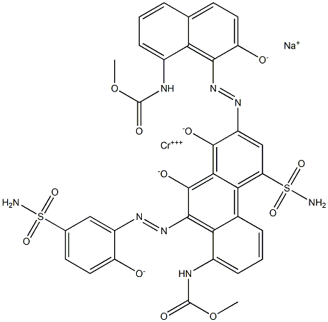 sodium bis[methyl [8-[[2-hydroxyphenyl]azo]-7-hydroxy-5-sulphamoyl-1-naphthyl]carbamato(2-)]chromate(1-) 结构式