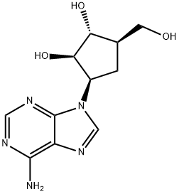 (1R)-3α-(6-アミノ-9H-プリン-9-イル)-5α-ヒドロキシメチル-1β,2α-シクロペンタンジオール 化学構造式