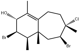 (2R)-1,4α,4aα,7α-Tetramethyl-3α,6α-dibromo-7-chloro-3,4,4a,5,6,7,8,9-octahydro-2H-benzocycloheptene-2β-ol Struktur