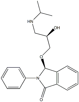 rac-(3R*)-2,3-ジヒドロ-3-[(2S*)-2-ヒドロキシ-3-(イソプロピルアミノ)プロポキシ]-2-フェニル-1H-イソインドール-1-オン 化学構造式