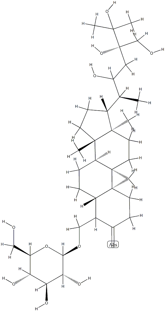 4-[(β-D-Glucopyranosyloxy)methyl]-22,24,25,28-tetrahydroxy-14-methyl-9β,19-cyclo-5α-ergostan-3-one Structure