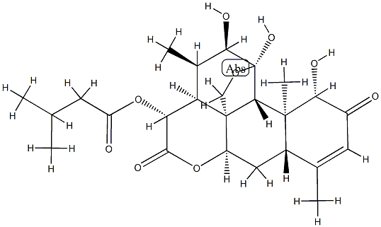 2,16-ジオキソ-11β,20-エポキシピクラサ-3-エン-1β,11,12α,15β-テトラオール15-(3-メチルブタノアート) 化学構造式