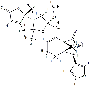 (3R)-4,5-ジヒドロ-3β-(3-フリル)-7-[[(2S,4S)-4-[(2S)-2,5-ジヒドロ-2-メチル-5-オキソフラン-2-イル]-2-メトキシ-5,5-ジメチルテトラヒドロフラン-2-イル]メチル]-3aβ,7aβ-メタノイソベンゾフラン-1(3H)-オン 化学構造式
