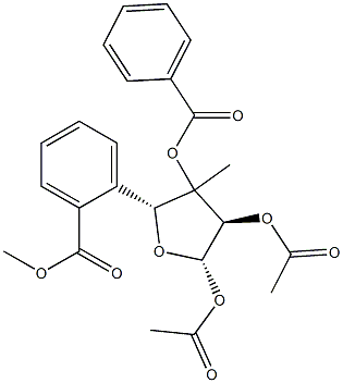 3-C-Methyl-β-D-xylofuranose 1,2-diacetate 3,5-dibenzoate Struktur