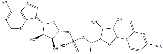 3'-deoxy-3'-aminocytidylyl(3'-5')adenosine Structure