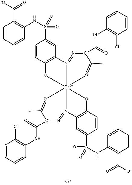 ビス［2-［［［3-［［1-［［（2-クロロフェニル）アミノ］カルボニル］-2-オキソプロピル］アゾ］-4-ヒドロキシフェニル］スルホニル］アミノ］ベンゾアト（3-）］コバルト酸四ナトリウム 化学構造式