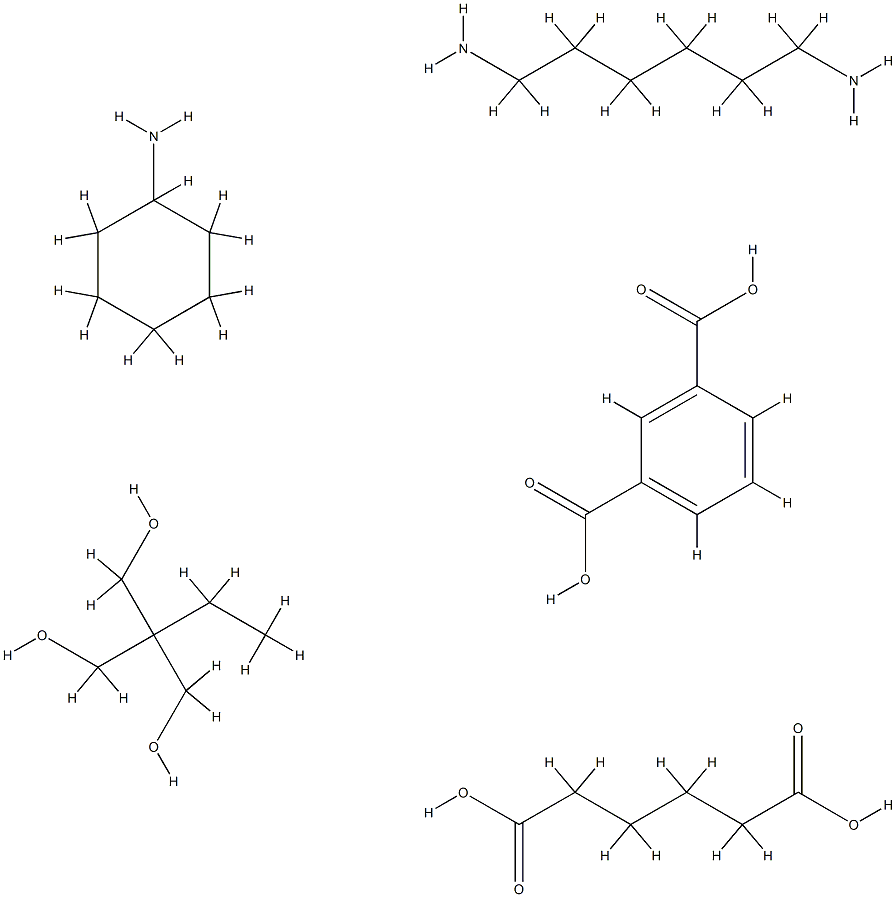 1,3-Benzenedicarboxylic acid, polymer with 2-ethyl-2-(hydroxymethyl)-1,3-propanediol, 1,6-hexanediamine and hexanedioic acid, cyclohexylamine-modified Structure