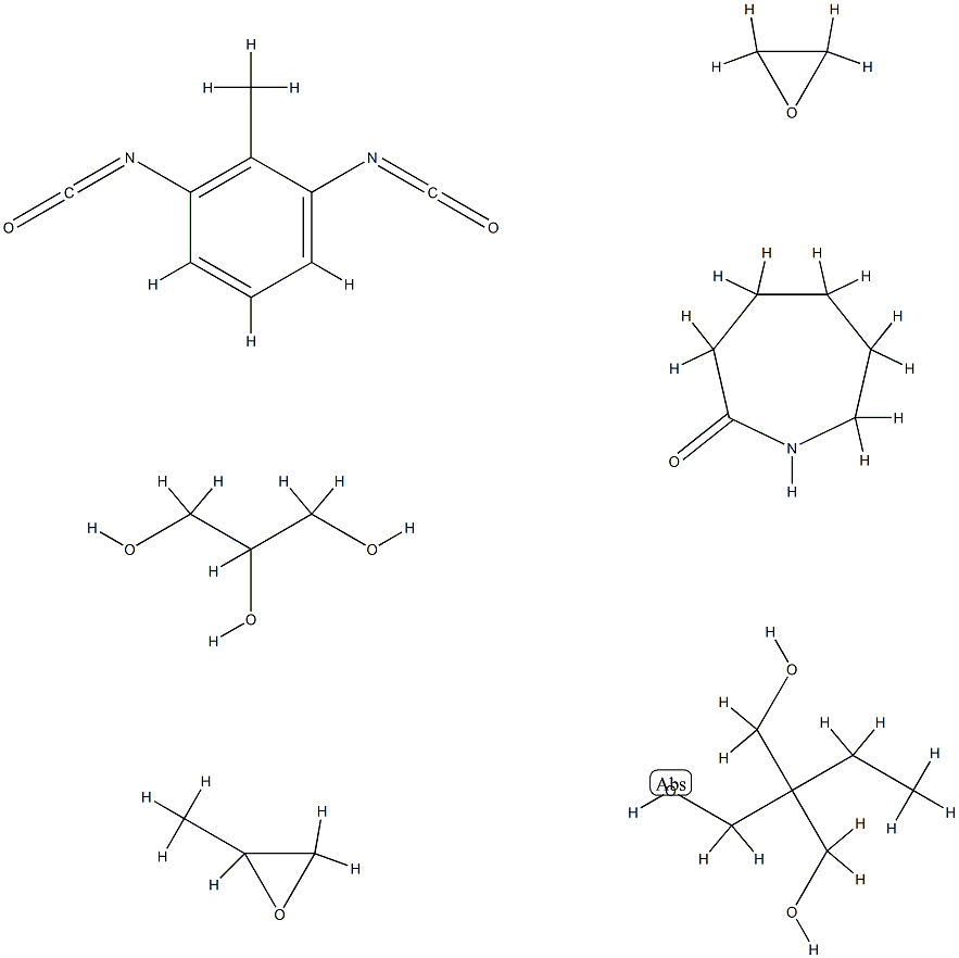 己内酰胺封端的[1,2,3-丙三醇、1,3-二异氰酸根合甲苯、2-乙基-2-(羟甲基)-1,3-丙二醇、甲基环氧乙烷和环氧乙烷]的聚合物, 70892-40-9, 结构式
