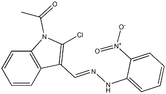 1H-Indole-3-carboxaldehyde,1-acetyl-2-chloro-, 3-[2-(2-nitrophenyl)hydrazone] 结构式