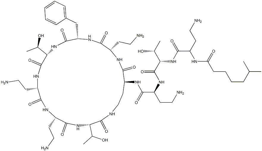 N2-(6-Methylheptanoyl-L-A2bu-L-Thr-L-A2bu-)cyclo(L-A2bu*-L-A2bu-L-Phe-L-Thr-L-A2bu-L-A2bu-L-Thr-) Struktur