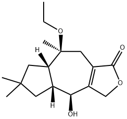 (4S)-8β-Ethoxy-4,4aβ,5,6,7,7aβ,8,9-octahydro-4β-hydroxy-6,6,8-trimethylazuleno[5,6-c]furan-1(3H)-one Struktur