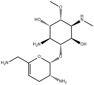 4-Amino-3-O-[(2S)-3α-amino-6-(aminomethyl)-3,4-dihydro-2H-pyran-2α-yl]-1,4-dideoxy-6-O-methyl-1-(methylamino)-L-chiro-inositol Structure