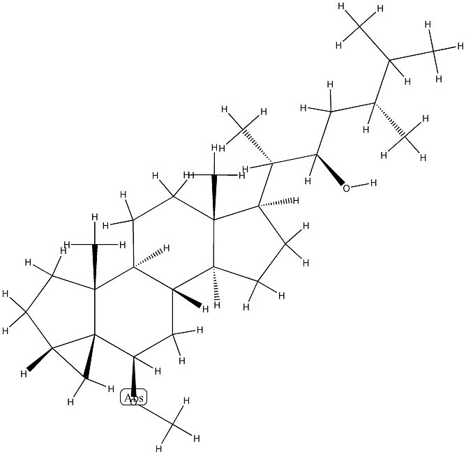 (3β,5α,6β,22R,24R)-6-Methoxy-3,5-Cycloergostan-22-ol, 71473-15-9, 结构式