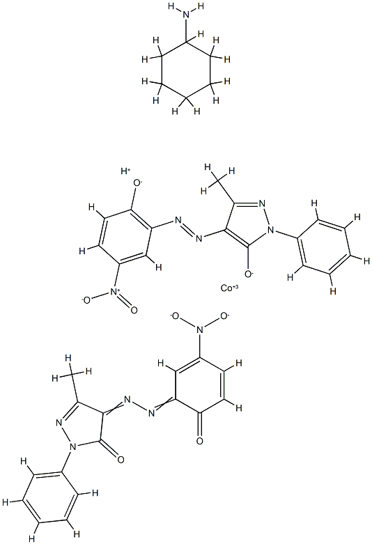 hydrogen bis[2,4-dihydro-4-[(2-hydroxy-5-nitrophenyl)azo]-5-methyl-2-phenyl-3H-pyrazol-3-onato(2-)]cobaltate(1-), compound with cyclohexylamine (1:1),71566-27-3,结构式