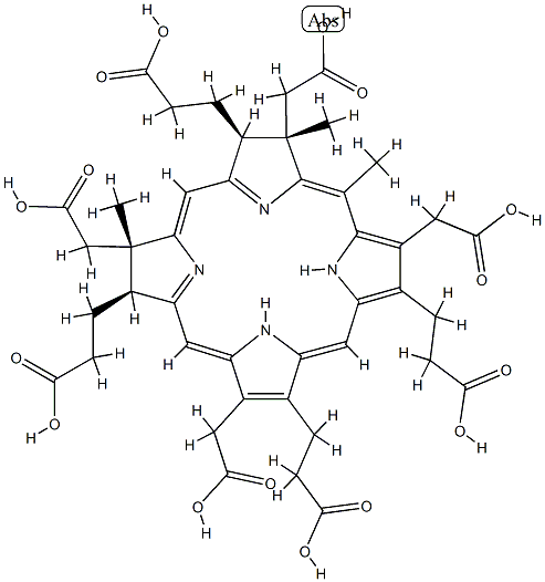 (2S)-2α,7α,20-Trimethyl-2,3β,7,8β-tetrahydrouroporphyrin III Struktur