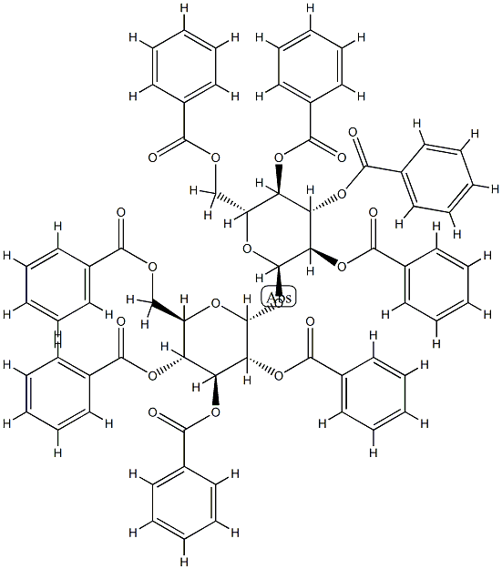 2-O,3-O,4-O,6-O-テトラベンゾイル-α-D-グルコピラノシル-α-D-グルコピラノシドテトラベンゾアート 化学構造式