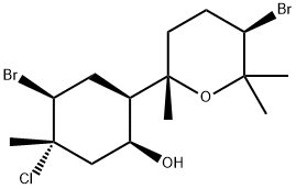 (1S,5R)-4α-Bromo-2α-[(2S,5R)-tetrahydro-5-bromo-2,6,6-trimethyl-2H-pyran-2-yl]-5α-chloro-5-methylcyclohexanol Struktur