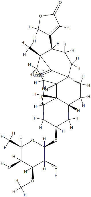 3β-[(6-Deoxy-3-O-methyl-β-D-galactopyranosyl)oxy]-14-oxo-8,15-cyclo-14,15-seco-5β-card-20(22)-enolide Structure