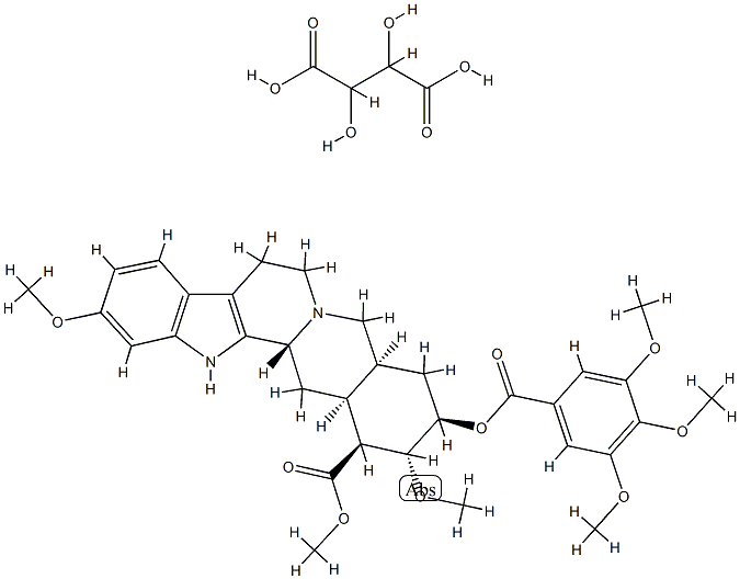 (3β,20α)-11,17α-ジメトキシ-18β-[(3,4,5-トリメトキシベンゾイル)オキシ]ヨヒンバン-16β-カルボン酸メチル·2,3-ジヒドロキシブタン二酸 化学構造式