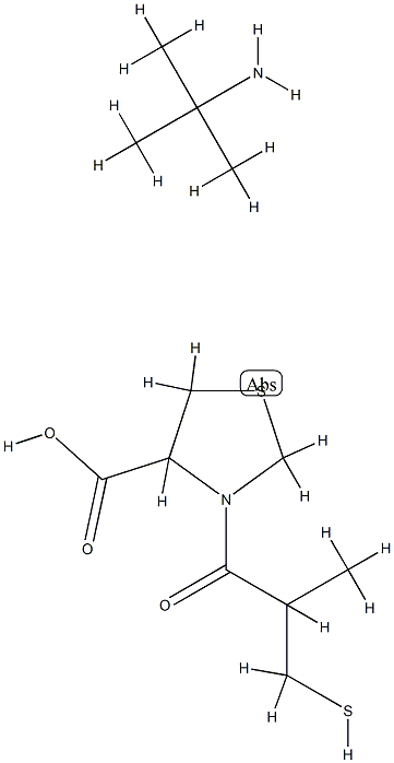 3-(3-mercapto-2-methylpropionyl)thiazolidine-4-carboxylic acid, compound with tert-butylamine (1:1) Structure