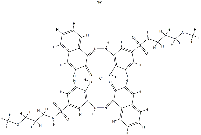 二[4-羟基-3-[(2-羟基-1-萘基)偶氮]-N-(3-甲氧丙基)苯基磺酰胺合]铬酸钠,71839-80-0,结构式