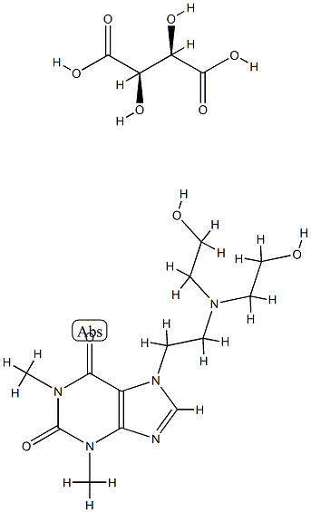 1H-Purine-2,6-dione, 7-(2-(bis(2-hydroxyethyl)amino)ethyl)-3,7-dihydro -1,3-dimethyl-, (R-(R*,R*))-2,3-dihydroxybutanedioate (1:1) (salt) Struktur