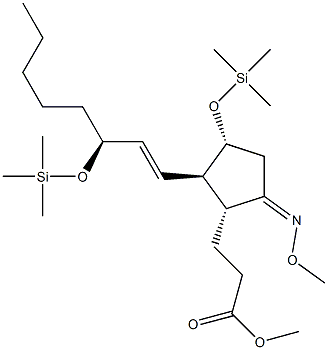 (1R)-5-(Methoxyimino)-3α-[(trimethylsilyl)oxy]-2β-[(1E,3S)-3-(trimethylsilyloxy)-1-octenyl]-1α-cyclopentanepropionic acid methyl ester Struktur