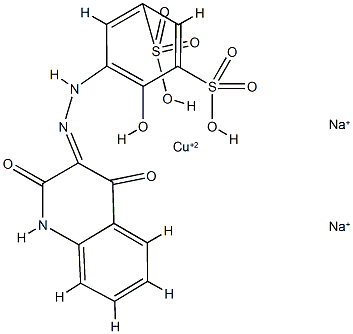 disodium [4-hydroxy-5-[(1,2,3,4-tetrahydro-2,4-dioxo-3-quinolyl)azo]benzene-1,3-disulphonato(4-)]cuprate(2-) Struktur