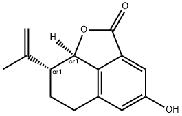 (3S)-3β-イソプロペニル-4α,7-ジヒドロキシテトラリン-5-カルボン酸5,4-ラクトン 化学構造式