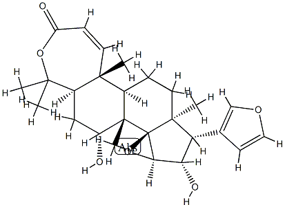 (13α,17α)-14β,15β:21,23-Diepoxy-7α,16α-dihydroxy-4a,4a,8-trimethyl-A-homo-24-nor-4-oxa-5α-chola-1,20,22-trien-3-one Struktur