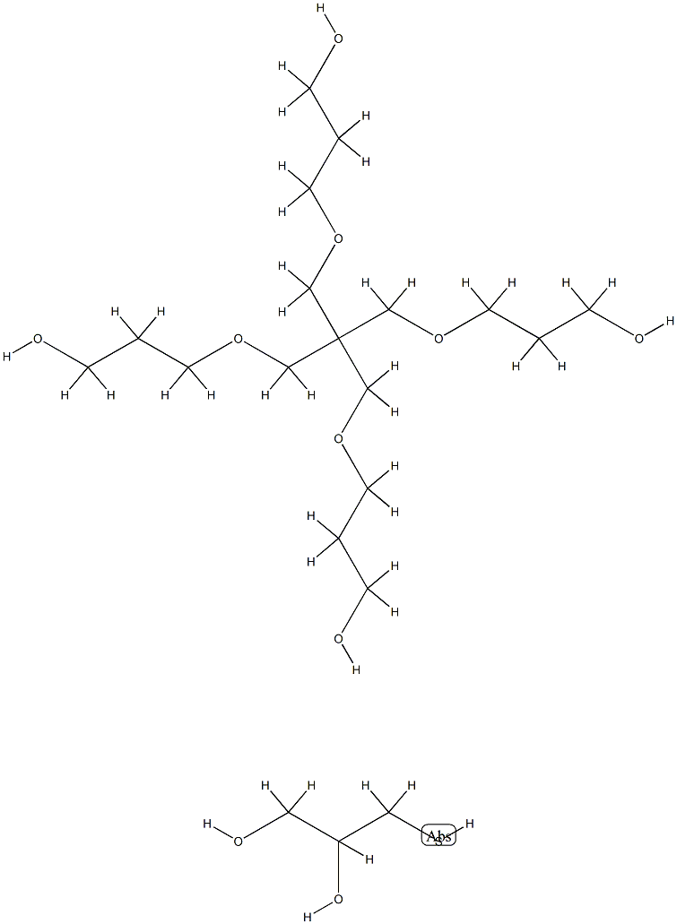 Polyoxy(methyl-1,2-ethanediyl), .alpha.-hydro-.omega.-hydroxy-, ether with 2,2-bis(hydroxymethyl)-1,3-propanediol (4:1), 2-hydroxy-3-mercaptopropyl ether 结构式