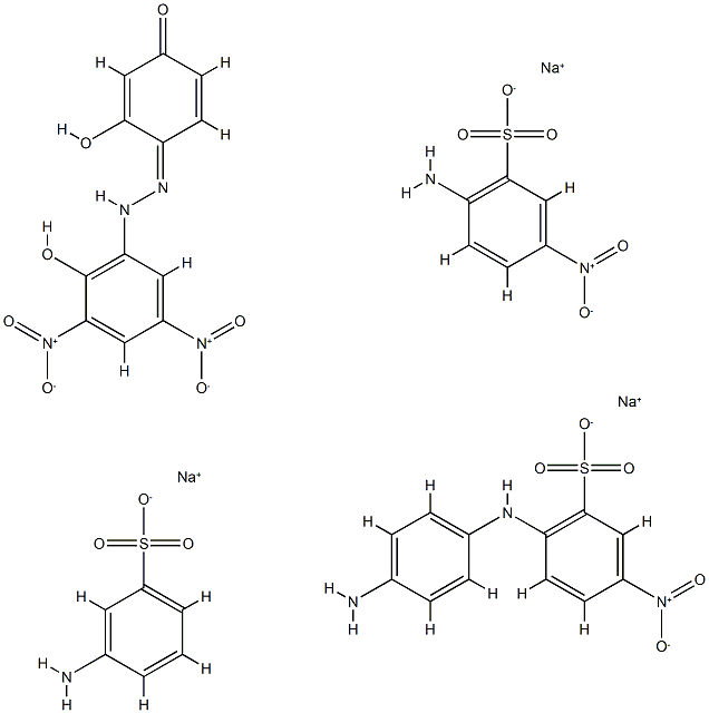 Benzenesulfonic acid, 2-amino-5-nitro-, monosodium salt, diazotized, coupled with diazotized 3-aminobenzenesulfonic acid monosodium salt, diazotized 2-[(4-aminophenyl)amino]-5-nitrobenzenesulfonic acid monosodium salt and 4-[(2-hydroxy-3,5- Struktur