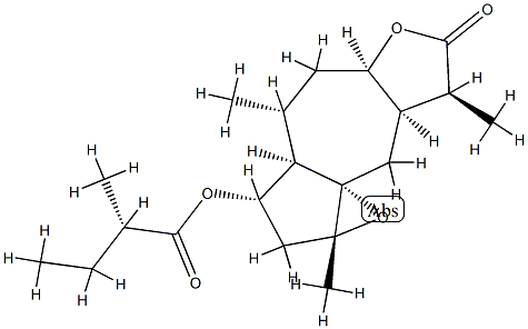 (S)-2-Methylbutanoic acid [(1aR,3aα,5aα,8aα,9aS)-decahydro-1aβ,4α,8β-trimethyl-7-oxo-3H-oxireno[3,3a]azuleno[6,5-b]furan-3α-yl] ester Struktur