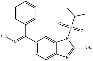 2-Amino-6-[(E)-α-hydroxyiminobenzyl]-1-(isopropylsulfonyl)-1H-benzimidazole Structure