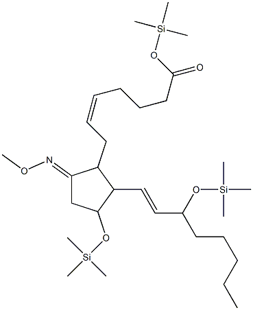 (8ξ,12ξ)-9-メトキシイミノ-11,15-ビス(トリメチルシリルオキシ)プロスタ-5,13-ジエン-1-酸トリメチルシリル 化学構造式