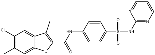 5-chloro-3,6-dimethyl-N-{4-[(2-pyrimidinylamino)sulfonyl]phenyl}-1-benzofuran-2-carboxamide Struktur