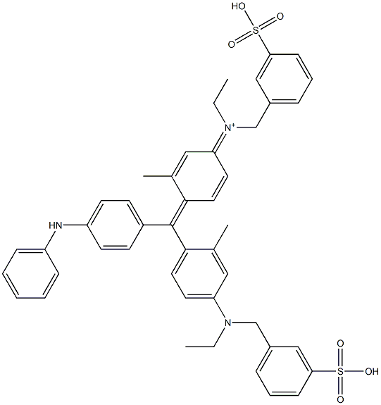 Benzenemethanaminium,N-ethyl-N-[4-[[4-[ethyl[(3-sulfophenyl)methyl]amino]-2-methylphenyl][4-(phenylamino)phenyl]methylene]-3-methyl-2,5-cyclohexadien-1-ylidene]-3-sulfo-,inner salt, sodium salt (1:1) Struktur