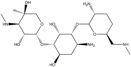 6-O-(4-C-Methyl-3-methylamino-3-deoxy-β-L-arabinopyranosyl)-4-O-(2-amino-6-methylamino-2,3,4,6-tetradeoxy-α-D-erythro-hexopyranosyl)-3-amino-2,3-dideoxy-D-myo-inositol|1-去氨基-1-羟基相模弯霉素
