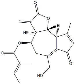 (E)-2-Methyl-2-butenoic acid [(3aR)-2,3,3aβ,4,5,7,9aβ,9bα-octahydro-6-hydroxymethyl-9-methyl-3-methylene-2,7-dioxoazuleno[4,5-b]furan-4α-yl] ester Structure