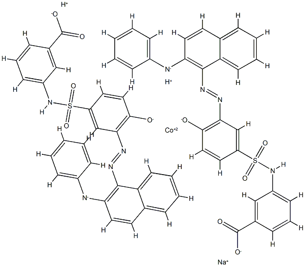 dihydrogen sodium bis[2-[[[4-hydroxy-3-[[2-(phenylamino)-1-naphthyl]azo]phenyl]sulphonyl]amino]benzoato(3-)]cobaltate(3-),72829-33-5,结构式