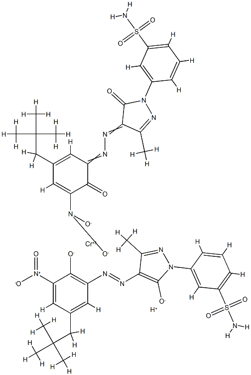 hydrogen bis[3-[4-[[2-hydroxy-5-isobutyl-3-nitrophenyl]azo]-4,5-dihydro-3-methyl-5-oxo-1H-pyrazol-1-yl]benzene-1-sulphonamidato(2-)]chromate(1-) Structure