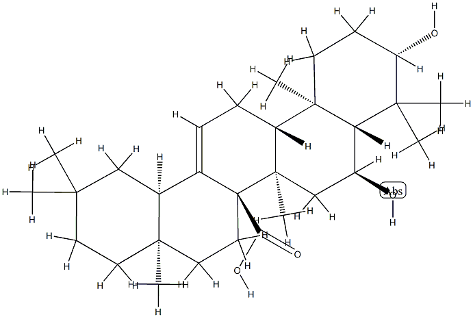 3β,6α-ジヒドロキシオレアナ-12-エン-27-酸 化学構造式