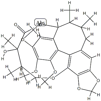 (5R,6S,7S,13aS,16R,17R)-5,6,7,8-Tetrahydro-17-hydroxy-1,2,3-trimethoxy-6,7,16,17-tetramethyl-5,13-(epoxybutanoxy)benzo[3,4]cycloocta[1,2-f][1,3]benzodioxol-18-one Structure