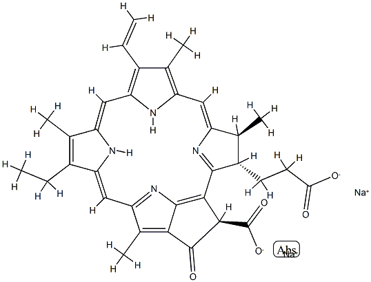 disodium [3S(3alpha,4beta,21beta)]-21-carboxy-14-ethyl-4,8,13,18-tetramethyl-20-oxo-9-vinylphorbine-3-propionate 结构式