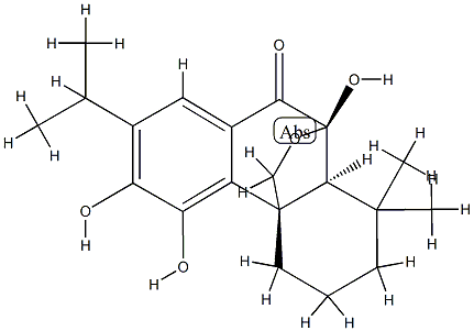 (4aR)-1,2,3,4,10,10aα-Hexahydro-5,6,10-trihydroxy-1,1-dimethyl-7-isopropyl-9H-10β,4aβ-(epoxymethano)phenanthren-9-one 结构式